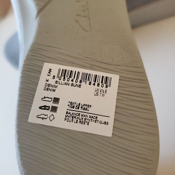 Clarks Sillian Sune Denim Slip On Shoes, Woman's Slip On Shoes NIB - Picture 4 of 4
